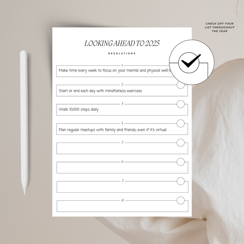 Aesthetic Digital New Year Resolutions Planner for Notability on iPad