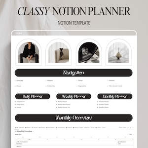 Black & white life planner notion template life dashboard for digital planning on ipad