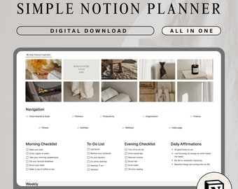 Daily planner notion template aesthetic simple dashboard for everyday routine calendar 2026 beginner friendly tool for organizing your life