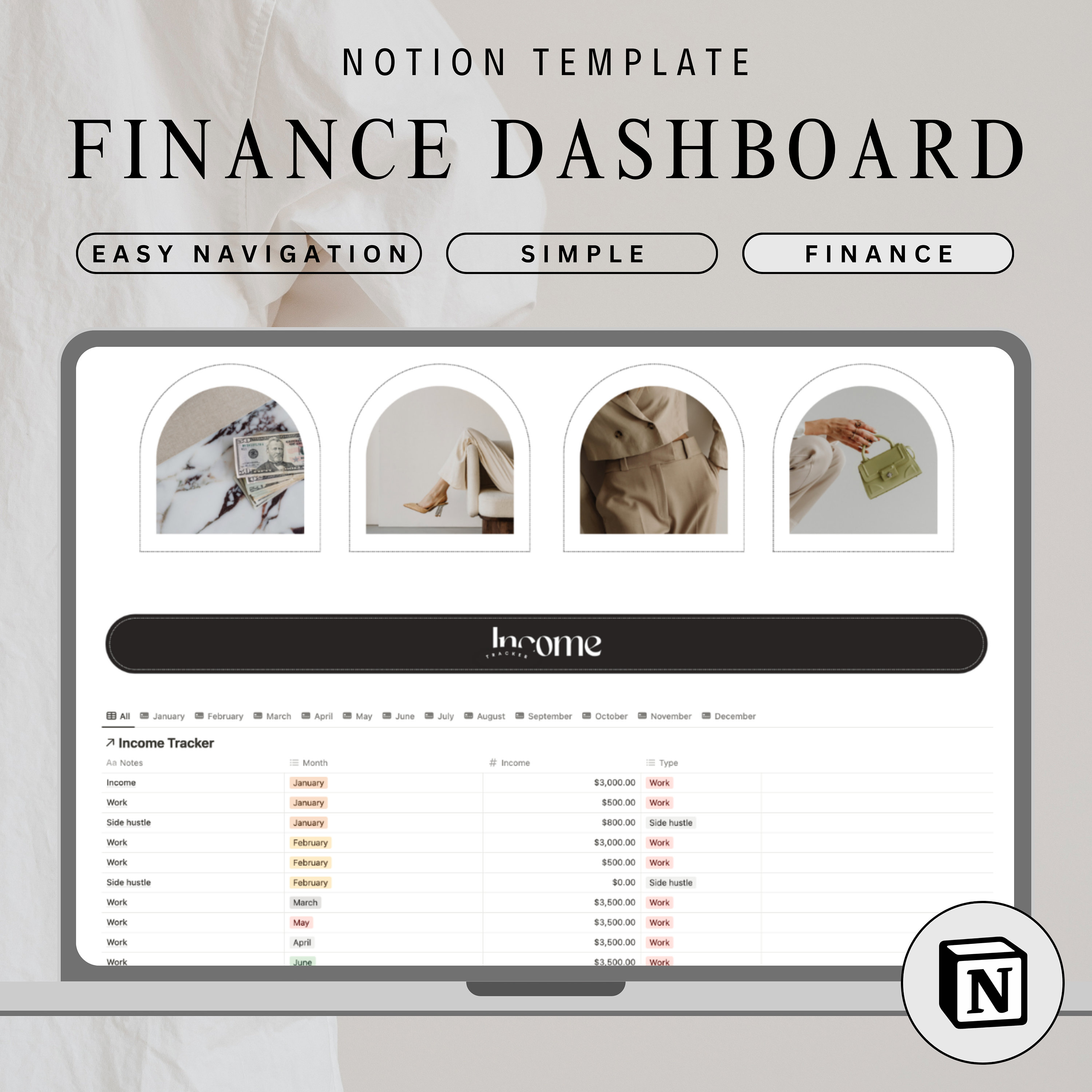 Notion Finance Tracker for Income and Expenses Notion Finance Planner ...