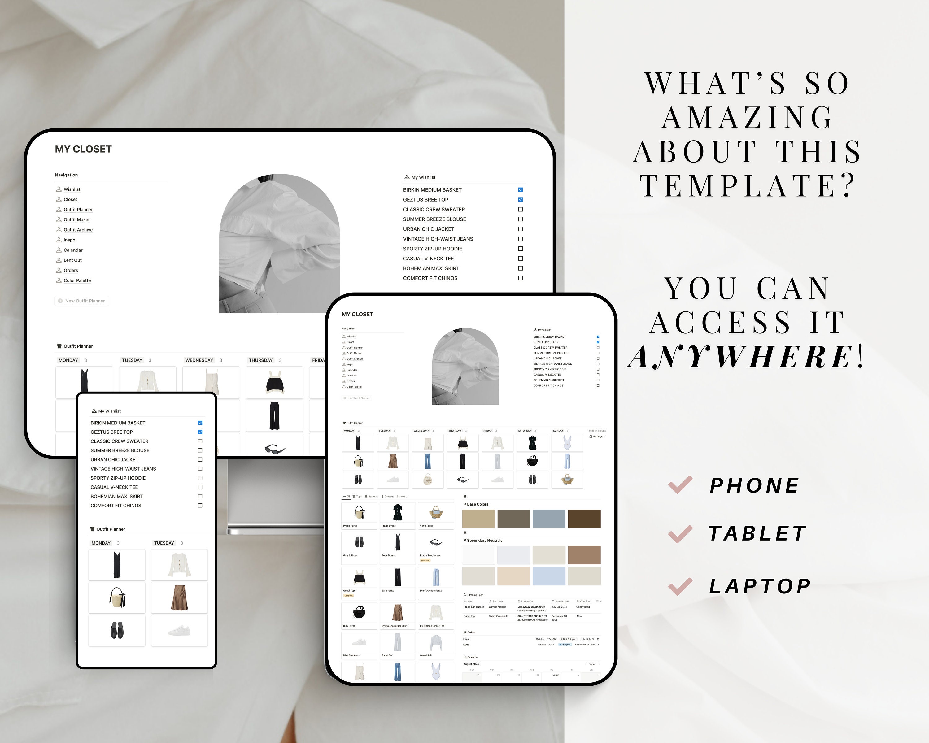Notion Closet Organizer Template for Managing Your Wardrobe Manager ...