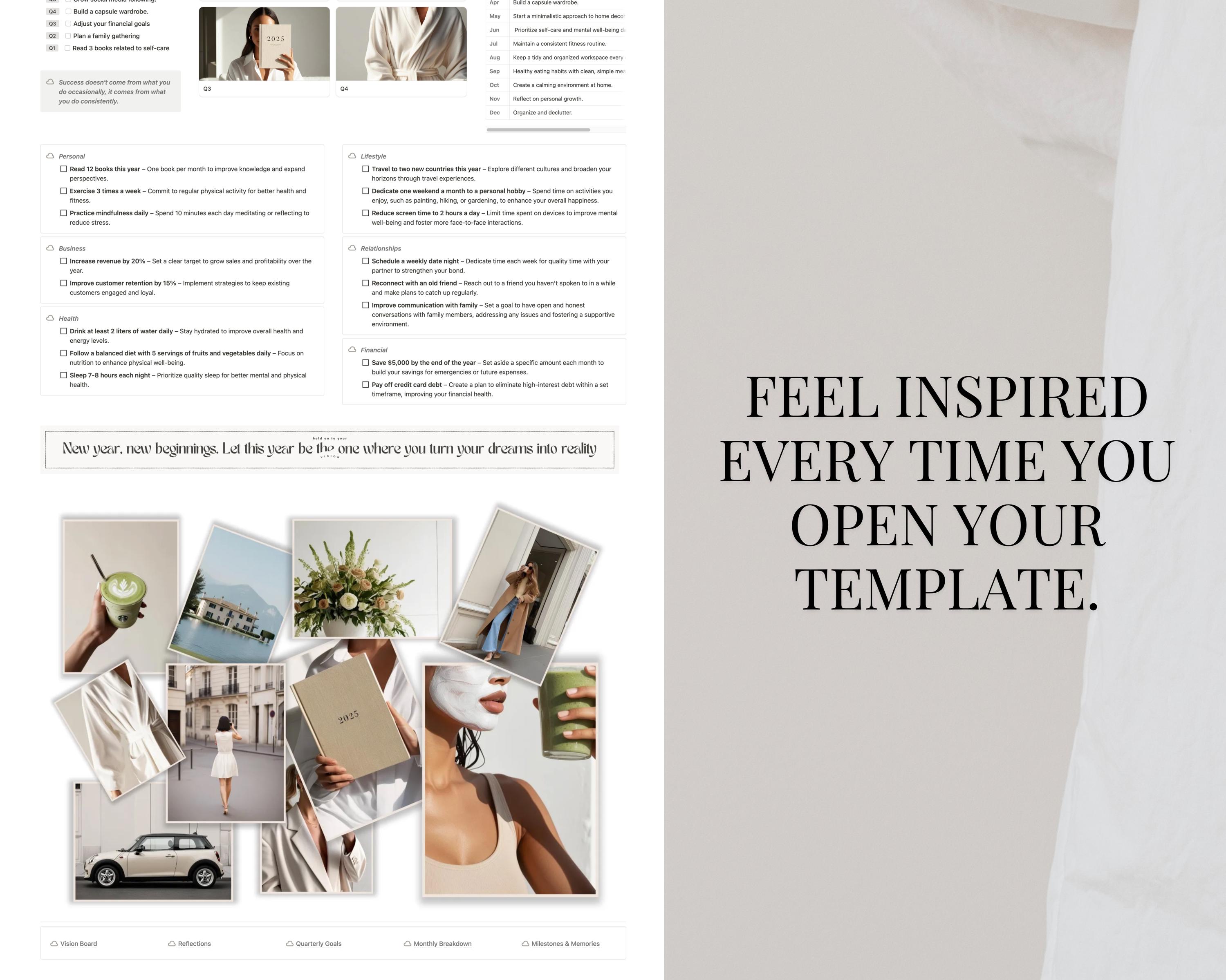 2026 Goal & Vision Board Notion Template for Monthly and Yearly Goal ...