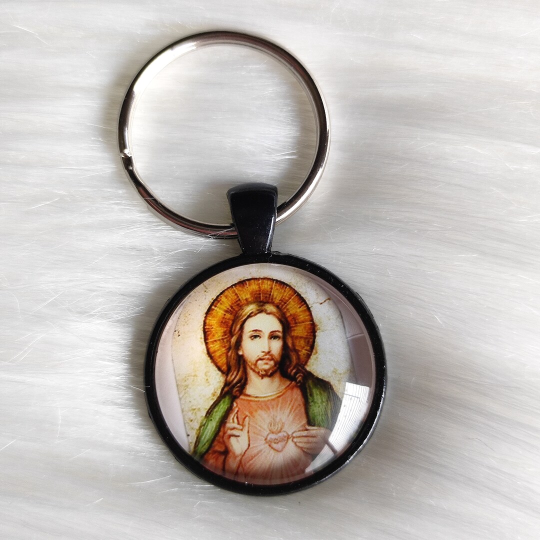 Religouse Keychains Religious Keychain, Vintage Jesus Patterns, Christian Keychain - Etsy