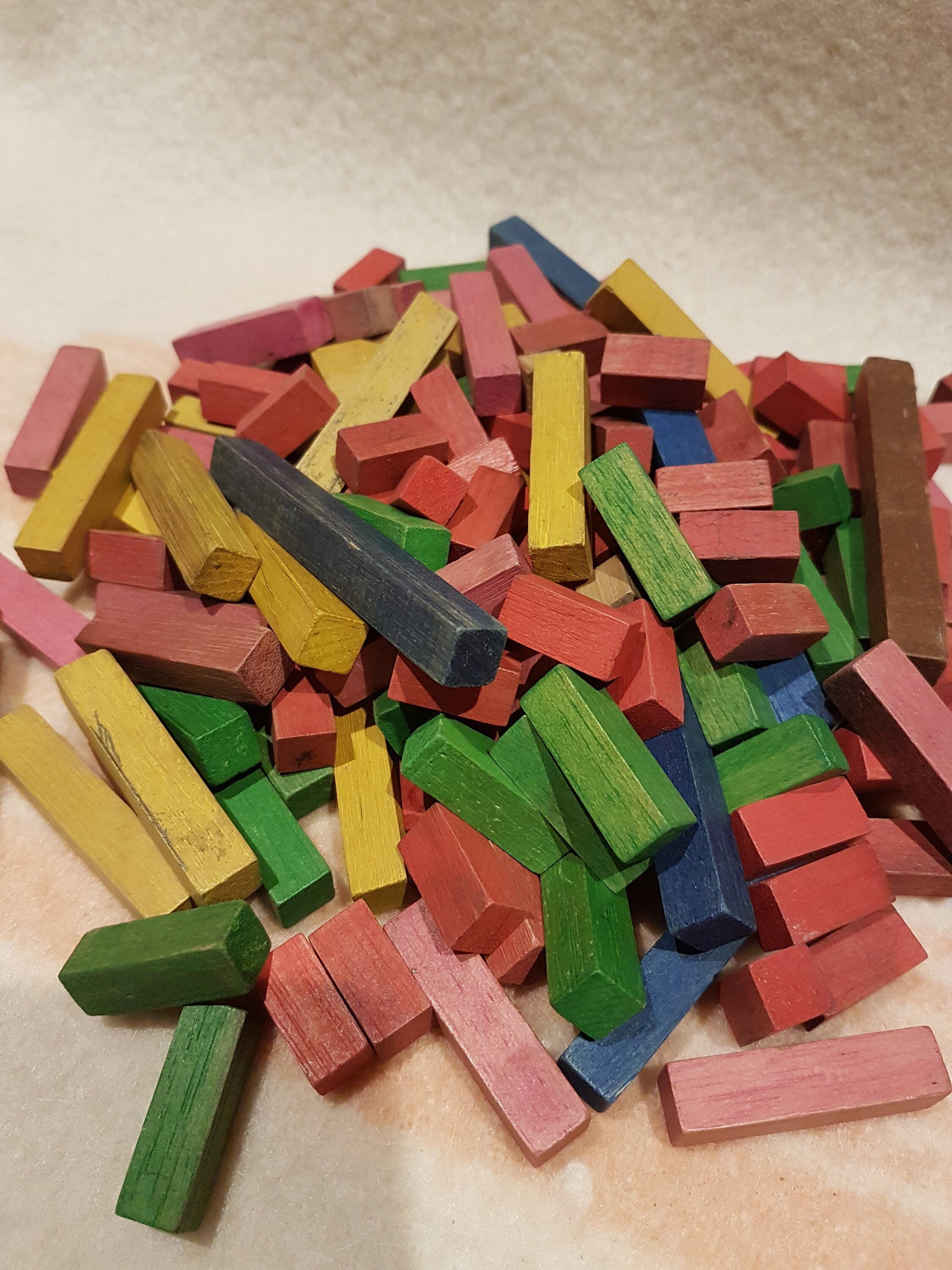 Vintage wooden math counting blocks counting rods coloured Etsy
