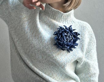 Large flower brooch Corsage denim decor Fabric accessories Flowers pin Floral brooches Gifts for wife,mom, women Gift for her Valentines day