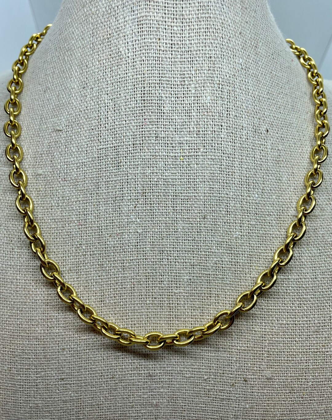 18K Gold Plated Round Link Chain, 16
