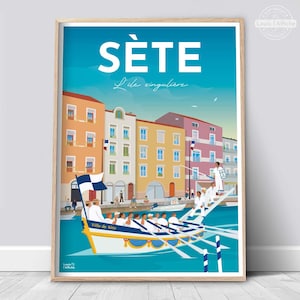 Sète – Affiche vintage des joutes - Poster de voyage du Sud