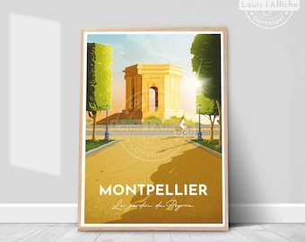 AFFICHE Illustration MONTPELLIER "Le jardin du Peyrou"