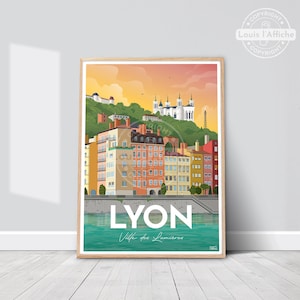 AFFICHE Illustration LYON "Ville des Lumières"