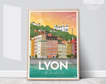 AFFICHE Illustration LYON "Ville des Lumières"