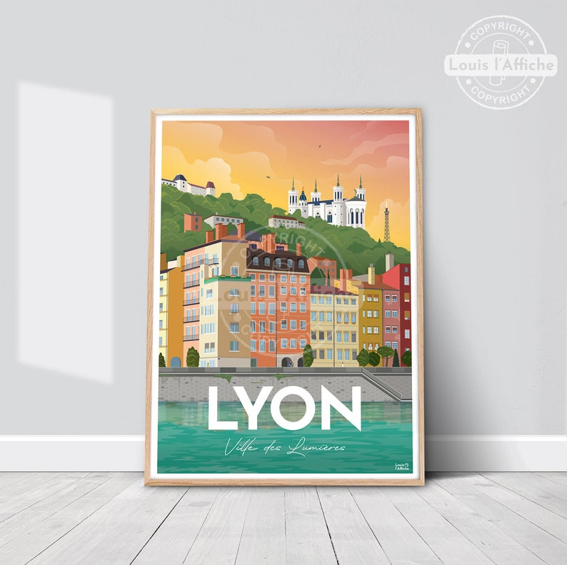 AFFICHE Illustration LYON Ville des Lumières image 1