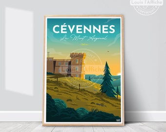 AFFICHE Illustration CEVENNES "Le Mont Aigoual" - ETE