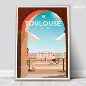 AFFICHE Illustration TOULOUSE "La Ville Rose"