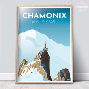 AFFICHE Illustration CHAMONIX "L'Aiguille du Midi"