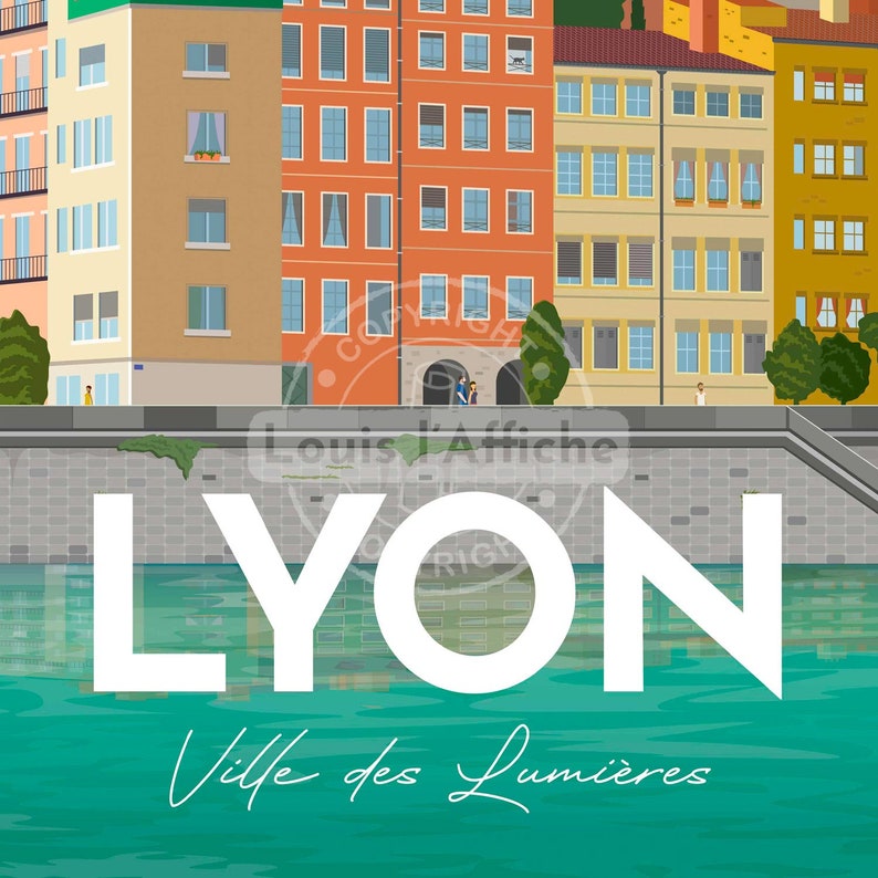 AFFICHE Illustration LYON Ville des Lumières image 3