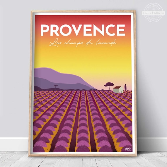 Provence – Affiche vintage lavande | Poster déco du Sud