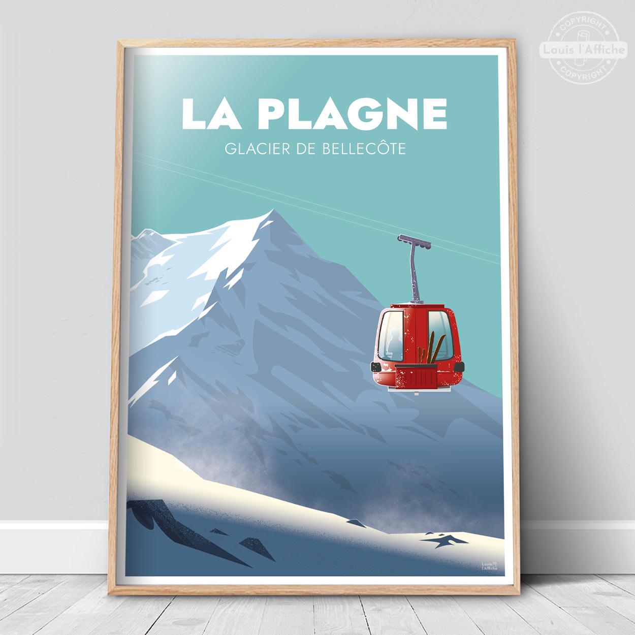 Autocollant Vintage Station Ski La Plagne - Médaille Sport D'hiver, Sticker Plastique France