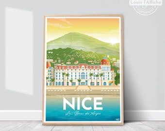 AFFICHE Illustration NICE "La Baie des Anges"