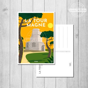 CARTE POSTALE Illustration NÎMES "La Tour Magne"