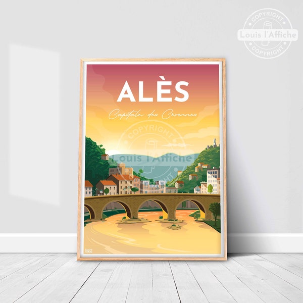 AFFICHE Illustration ALÈS "Capitale des Cévennes"