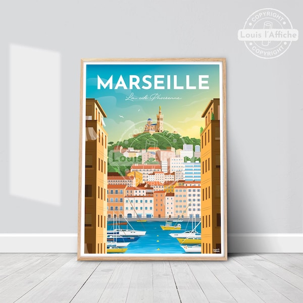 AFFICHE Illustration MARSEILLE "La cité Phocéenne"