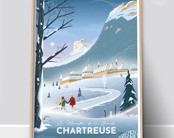 POSTER Illustration CHARTREUSE "The Monastery of the Grande Chartreuse"