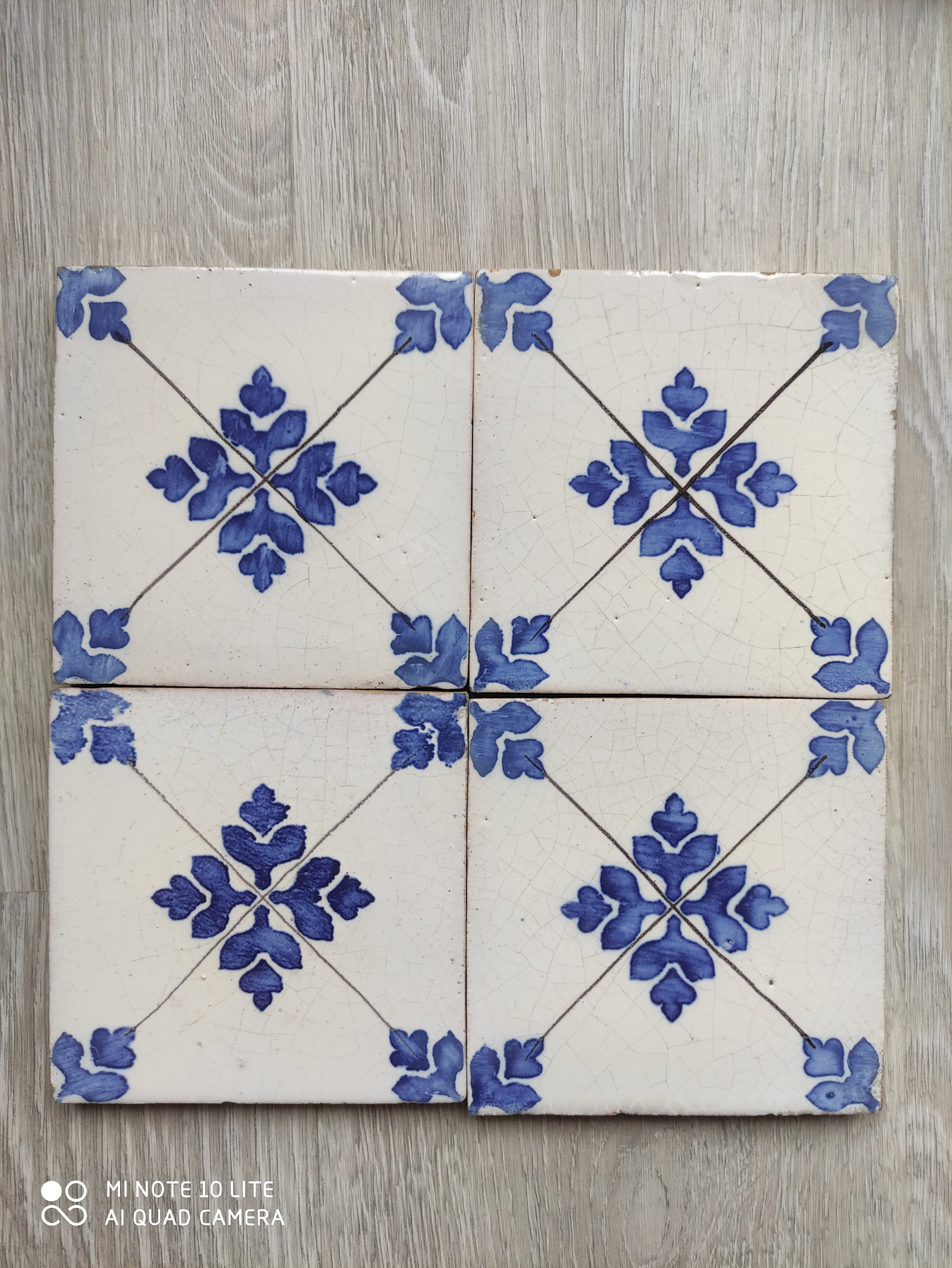 Ensemble de 4 Carrelages, Carreaux Français, Napoléon Iii, Ancient Français Rares Faïence Ponchon , 