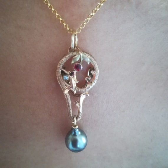 Authentique Art Nouveau, Collier, Pendentif França
