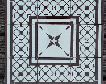 Antique Set of 9 tiles, French tiles, Napoleon III, tiles, rare French tiles of Desvres Fourmaintraux, Tiles