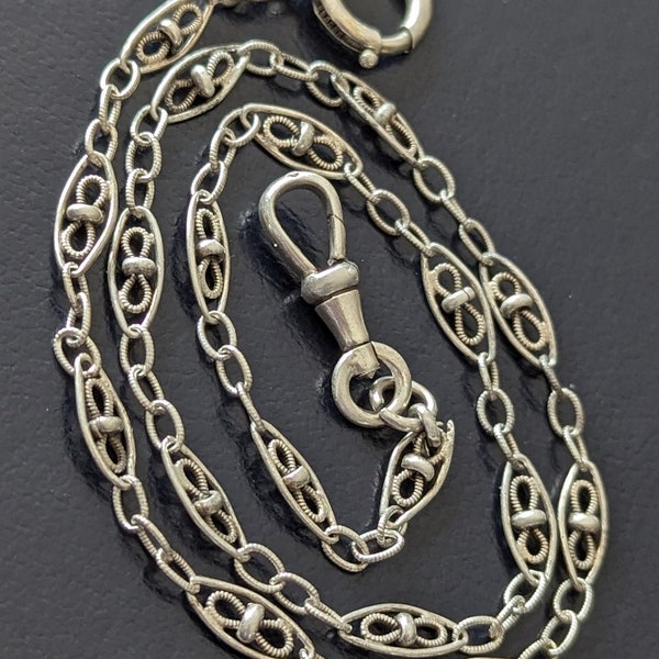 16"Collier Bracelet Chaine d montre Chaîne d Garde Française Victorienne Argent Victorian Silver Vest Chain Watch Chain Bracelet Necklace