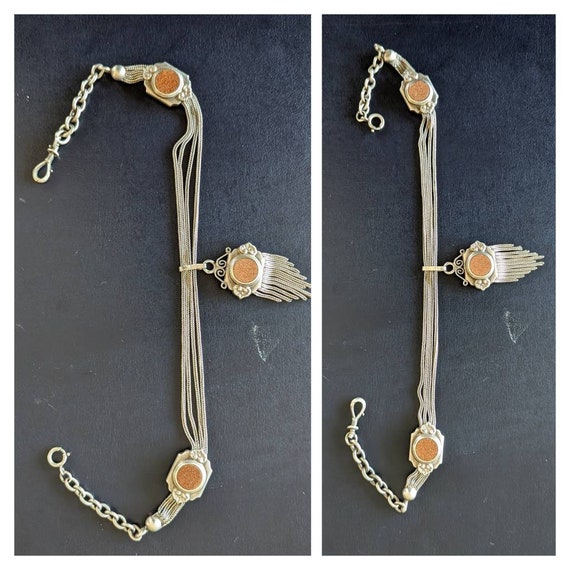 Watch chain Victorian French Chatelaine Silver Sunsto… Gem