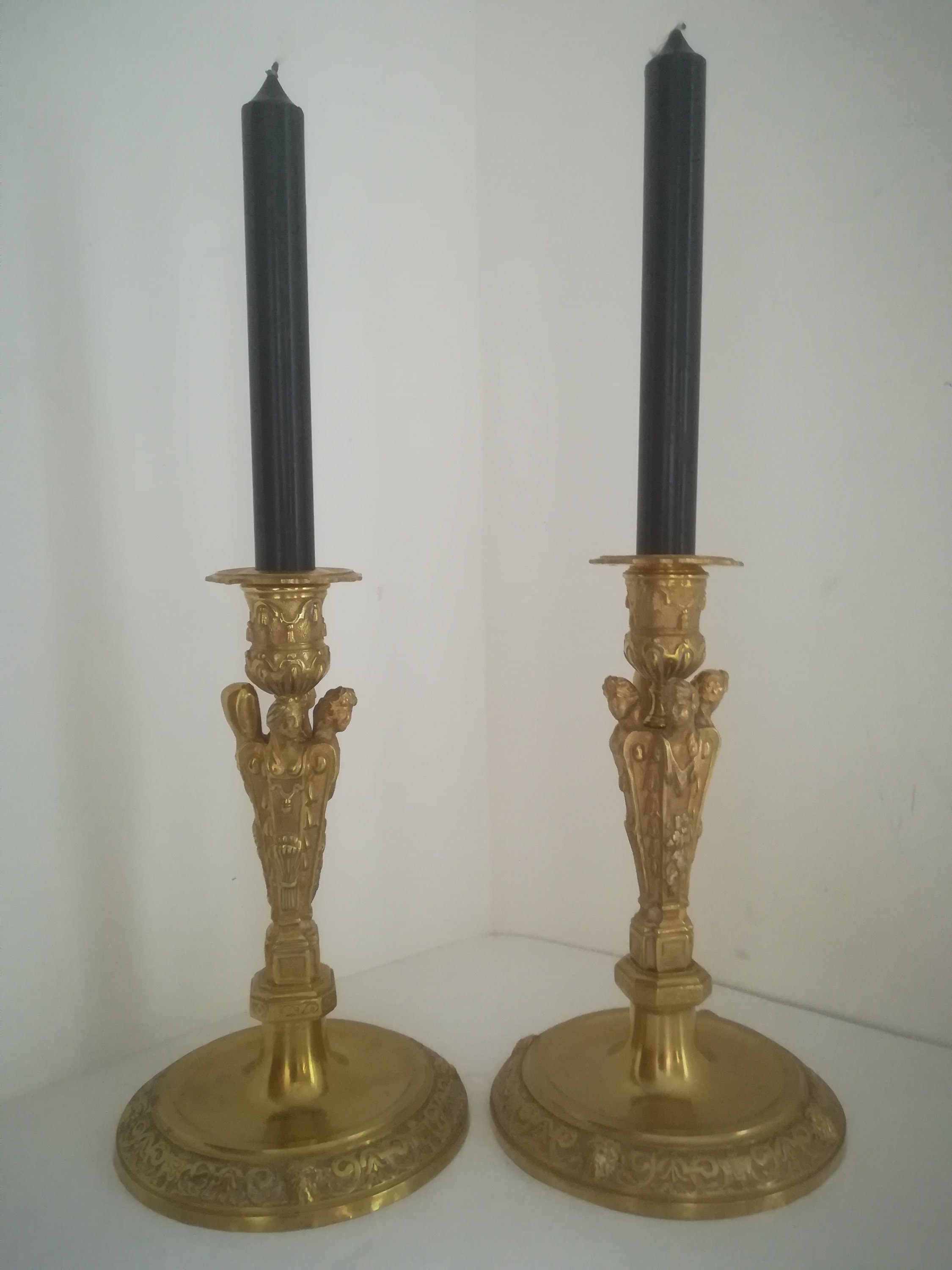 Vintage de Bougeoirs Français - Chandeliers Napoléon Iii/French Vintage Pair Of Candlestick, Chandel