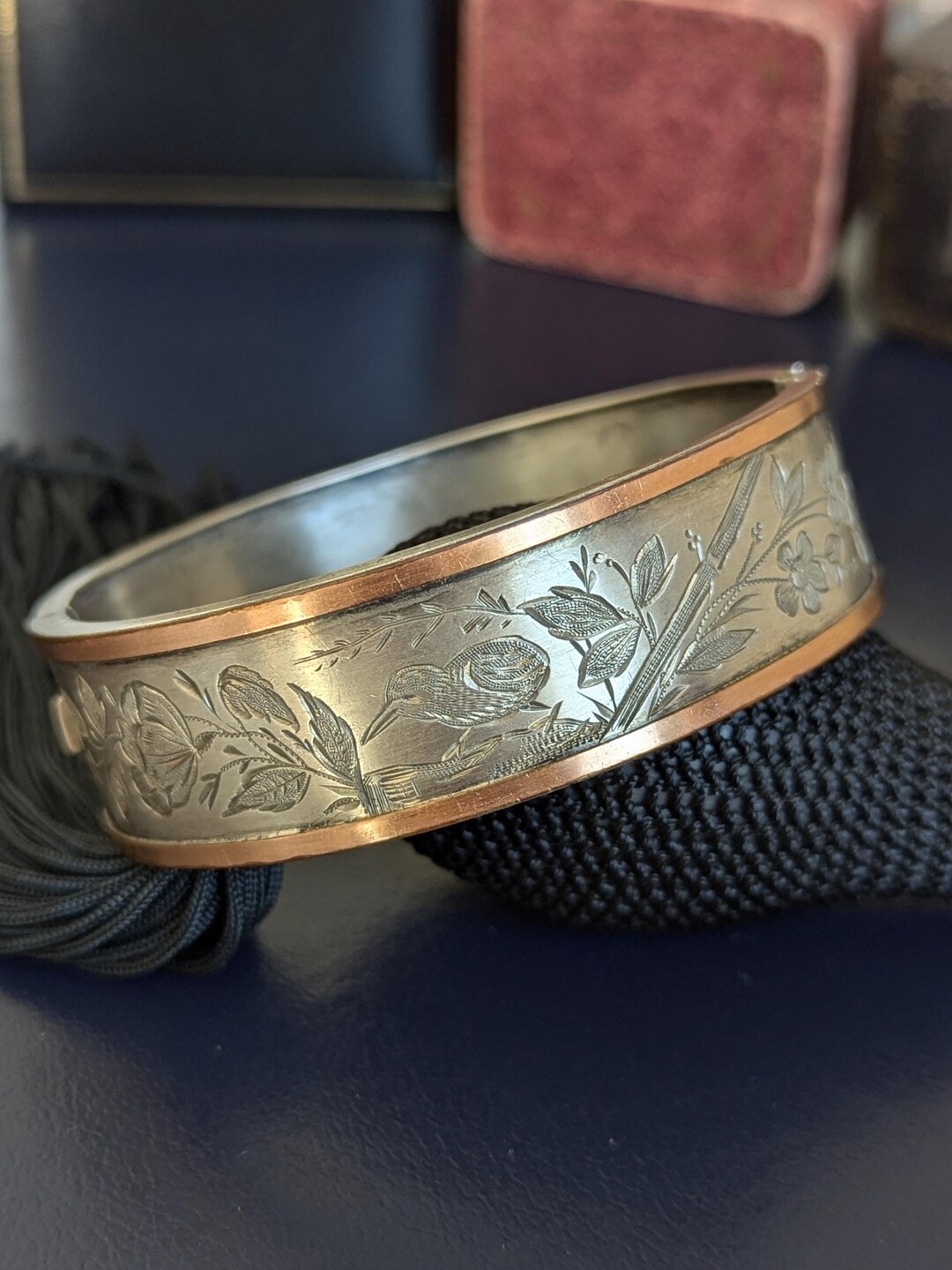 Bracelet Jonc Enfant Argent Ciselé XIXe Siècle - Style Napoleon III - Circonférence 13 Cm - Occasion Bon état