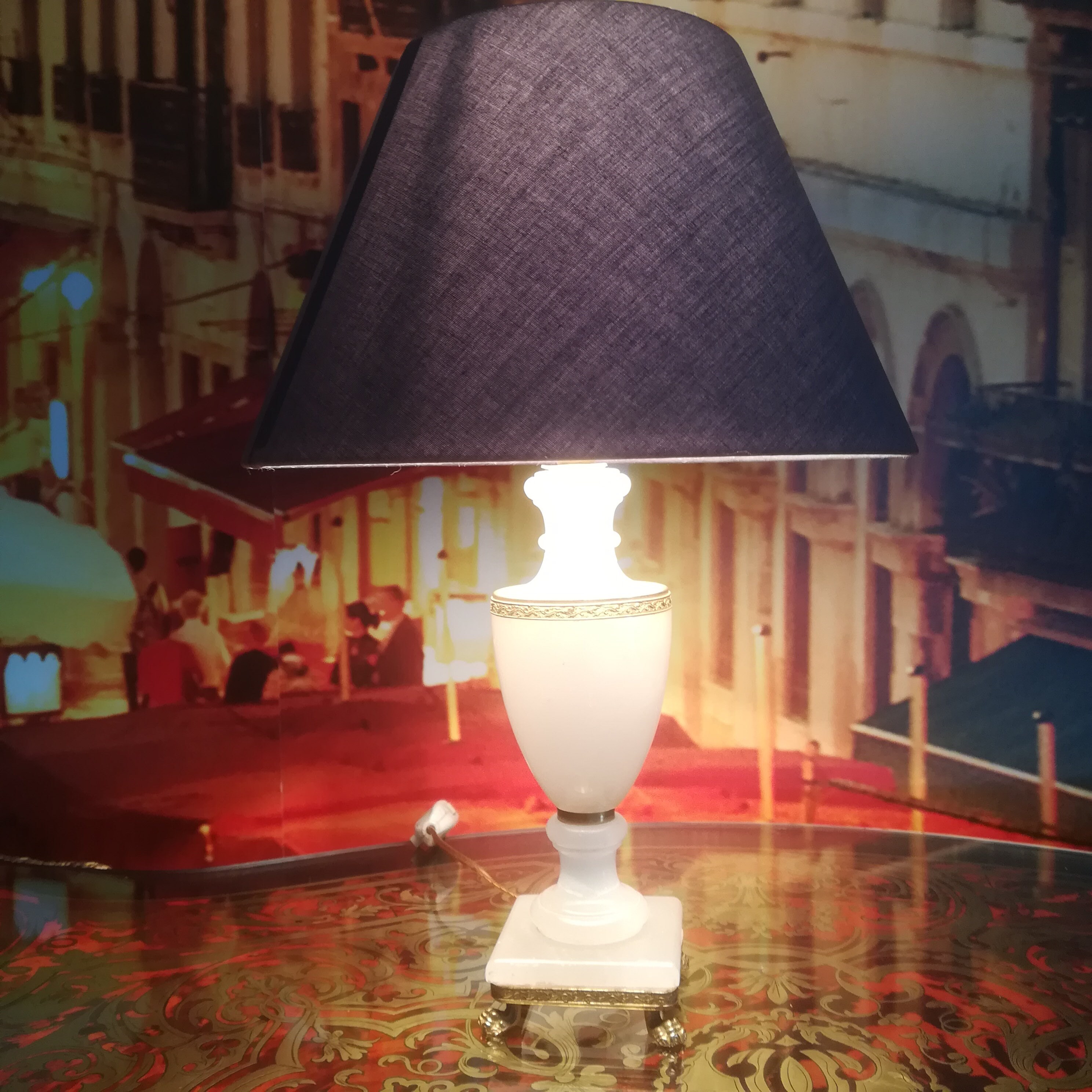 Vintage Antique Lampe de Table Française, Pied Lampe en Marbre, Lampe à Poser/French Vintage, Antiqu