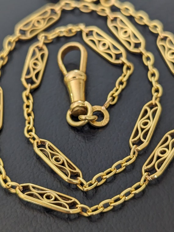 Chaîne De Montre Vintage En Émaux Bleus Début 1900 - Style Baroque