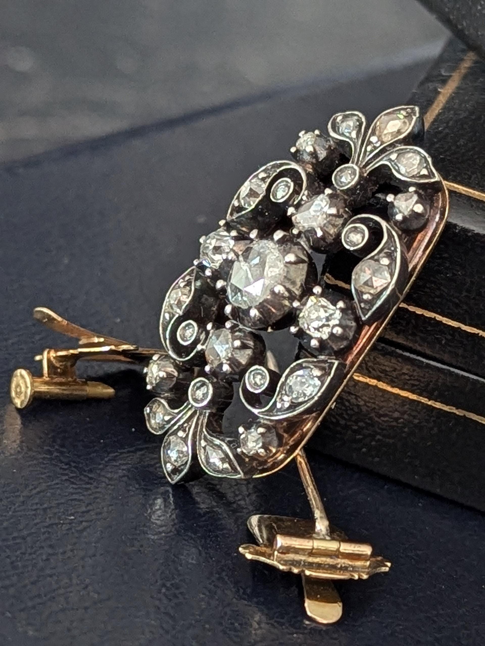 18k Gold Diamond Victorian Brooch Pendant 18k Gold & Silver Diamond Georgian Brooch Pendant 18k French Georgian Brooch Pendant 18k Gold