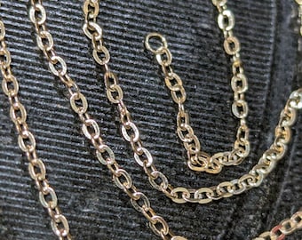18k Yellow Gold Cable Necklace, Hollow Mirror Link Chain, 45cm