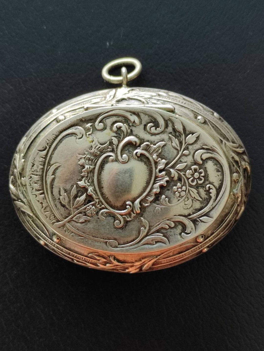 Silver Art Nouveau French Powder Compact Pendant Locket Pillbox Locket ...