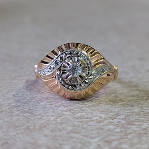 Art Deco French Tank Ring 18k Solid Gold Antique Tourbillon Ring 18 Carat Gold Art Deco Ring French Ring Art Deco Tank Ring 18ct Tank