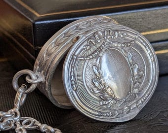 Antique Silver Pill Box Pendant Locket Locket Box Pendant Locket Silver Style LOUIS XVI Locket Pendant Pill Box Pendant