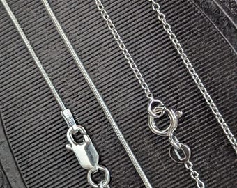 Silver cable chain necklace, snake chain, 45cm
