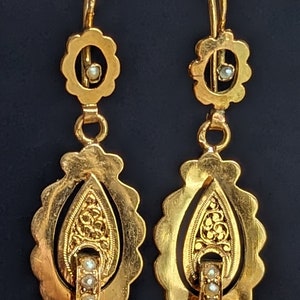 18K Gold French Victorian Dangling Earrings 18k Napoleon 3 Dangling Earrings 18K Gold French Drop Earring Victorian Dangling