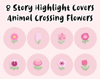 8 Pink Flower IG Story Highlight Covers - Animal Crossing Spring Summer - Flowers Plants - ACNH Instagram