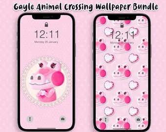 2x ACNH Gayle Heart Crystal Wallpapers Bundle - Animal Crossing Digital Art Background for Smartphone - iPhone Android - Instant Download