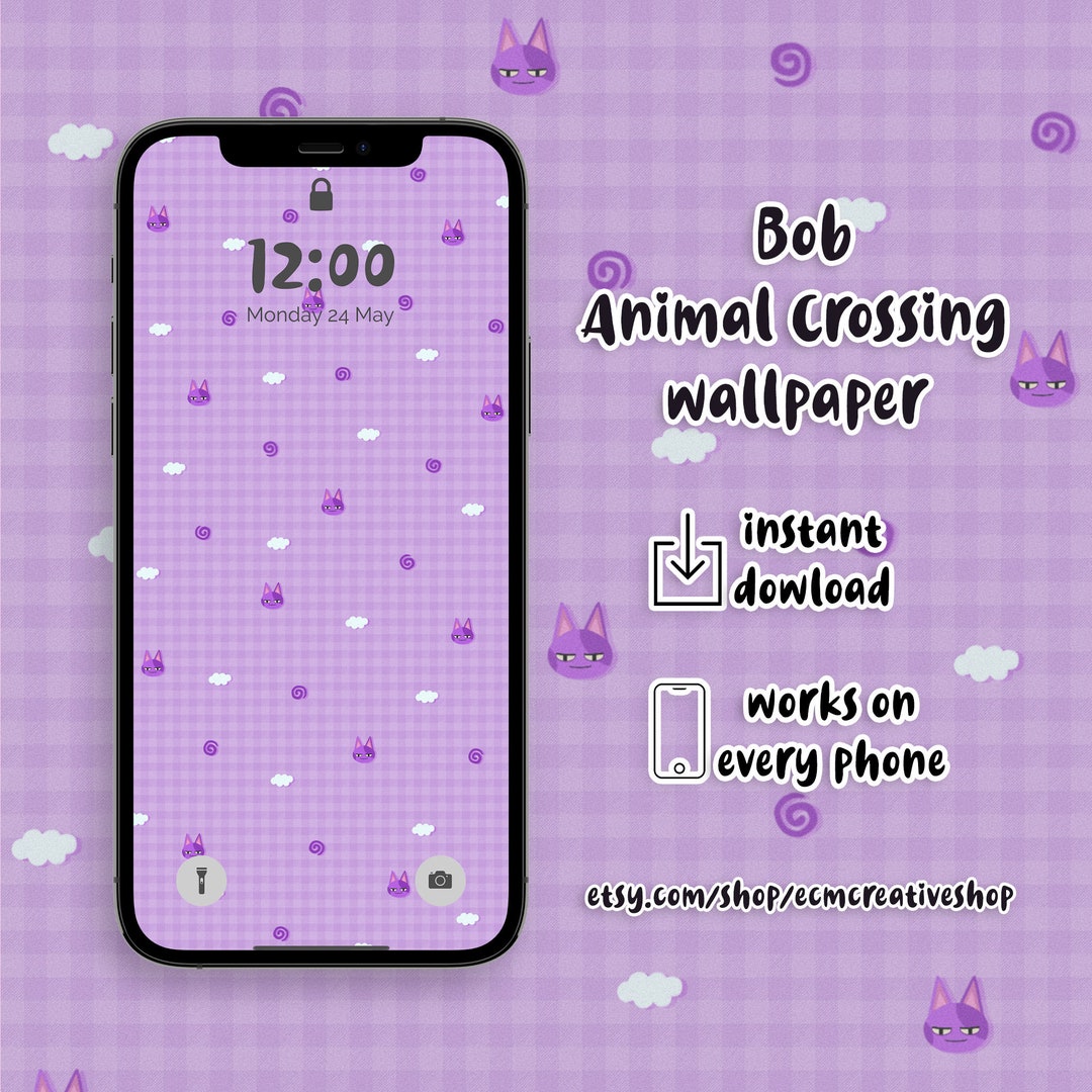 Bob Animal Crossing Lock Screen Background Purple Cat Digital Art