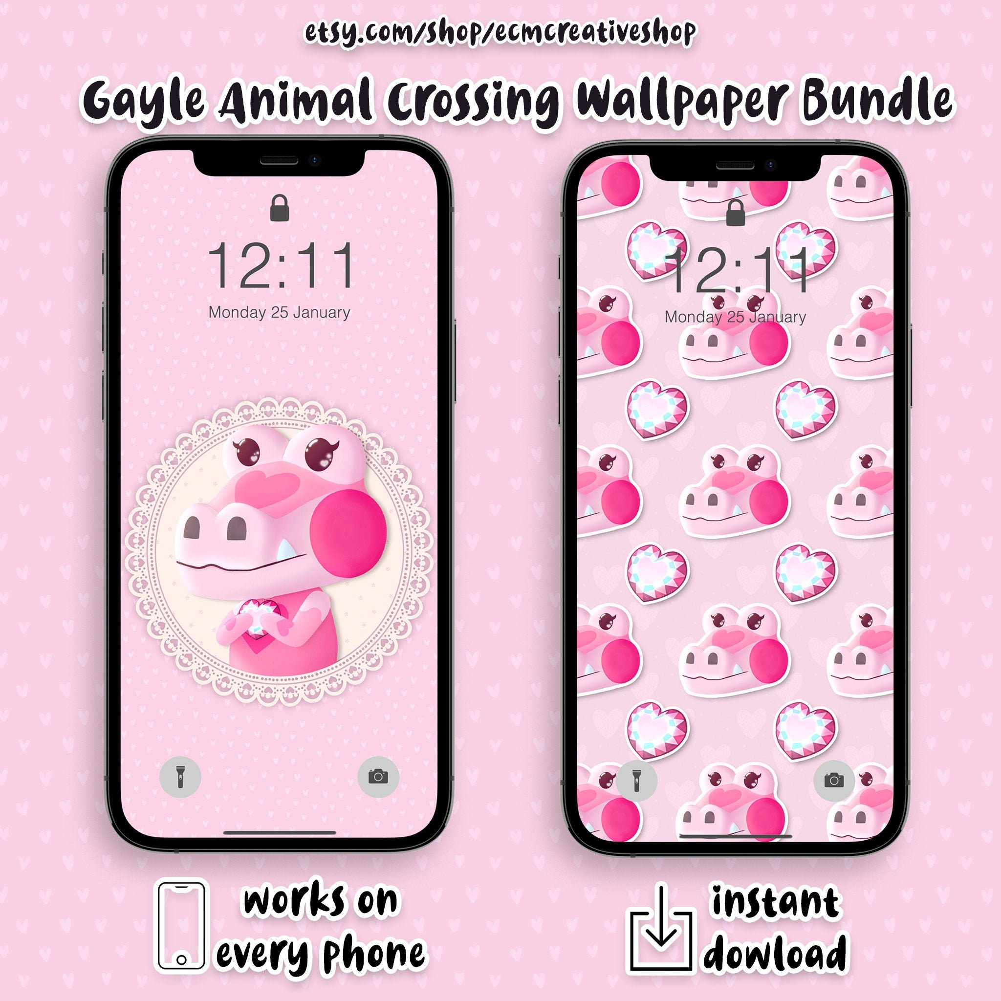 2x Acnh Gayle Heart Crystal Wallpapers Bundle Animal Etsy