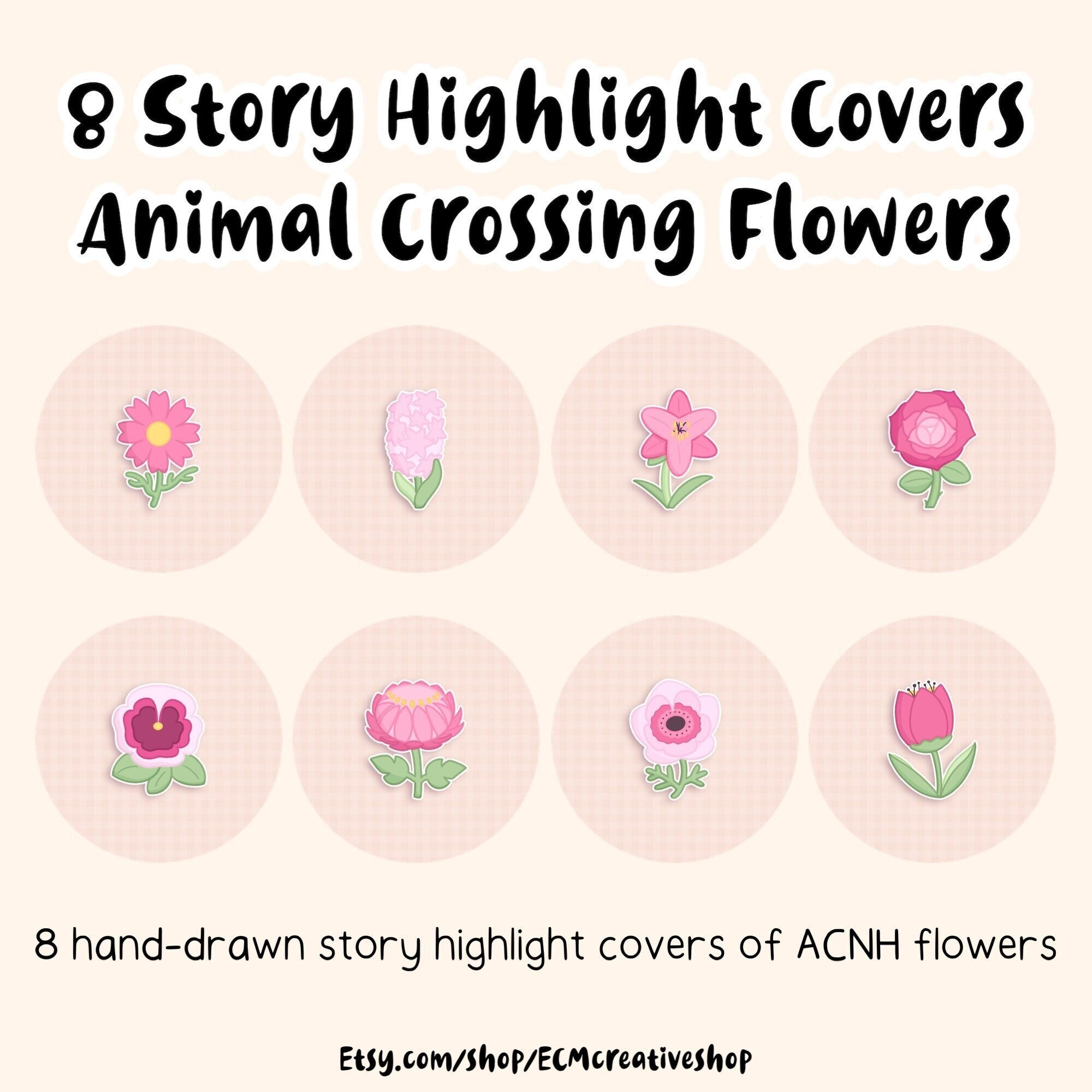 8 Pink Flower IG Story Highlight Covers - Animal Crossing Spring Summer -  Flowers Plants - ACNH Instagram - Etsy