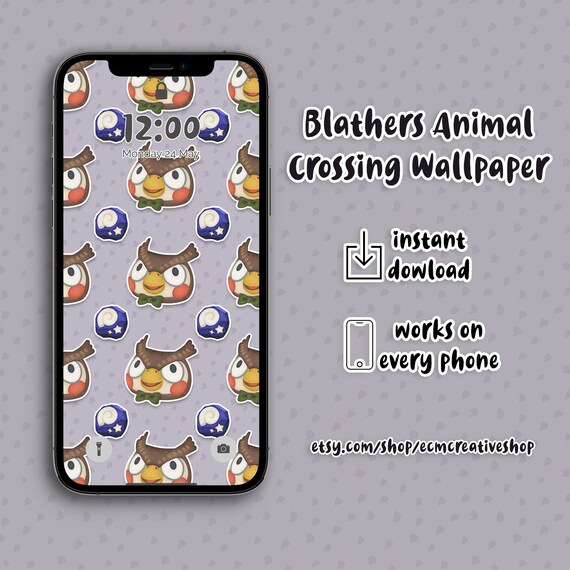 Blathers Fossil Lock Screen Background Hand painted Watercolour Animal Crossing Wallpaper for Smartphone iPhone Android Ios Widgets Etsy UK