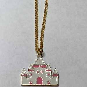 Princess Necklace / Pink and White Princess Castle Necklace / Young Girl Necklace / Kids Jewelry / Castle Necklace