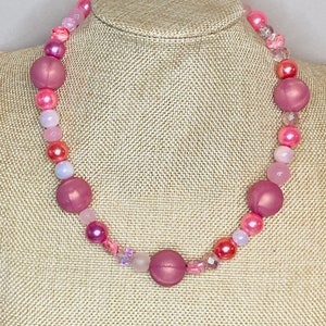 Pink Beaded Necklace / Pink Statement
